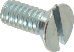 Value Collection - 1/4-20 UNC, 5/8" OAL Slotted Drive Machine Screw - Flat Head, Grade 2 Steel, Zinc-Plated Finish, Without Washer - Industrial Tool & Supply