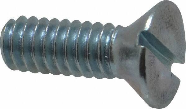 Value Collection - 1/4-20 UNC, 3/4" OAL Slotted Drive Machine Screw - Flat Head, Grade 2 Steel, Zinc-Plated Finish, Without Washer - Industrial Tool & Supply