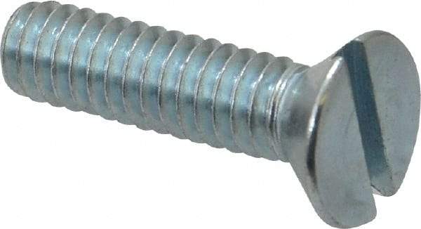 Value Collection - 1/4-20 UNC, 1" OAL Slotted Drive Machine Screw - Flat Head, Grade 2 Steel, Zinc-Plated Finish, Without Washer - Industrial Tool & Supply