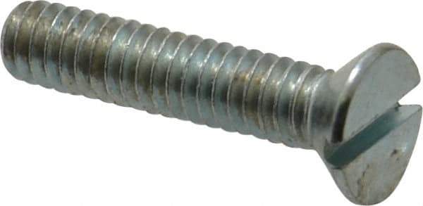 Value Collection - 1/4-20 UNC, 1-1/4" OAL Slotted Drive Machine Screw - Flat Head, Grade 2 Steel, Zinc-Plated Finish, Without Washer - Industrial Tool & Supply