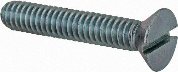 Value Collection - 1/4-20 UNC, 1-1/2" OAL Slotted Drive Machine Screw - Flat Head, Grade 2 Steel, Zinc-Plated Finish, Without Washer - Industrial Tool & Supply