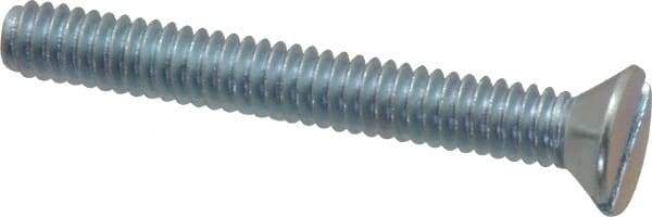 Value Collection - 1/4-20 UNC, 2" OAL Slotted Drive Machine Screw - Flat Head, Grade 2 Steel, Zinc-Plated Finish, Without Washer - Industrial Tool & Supply