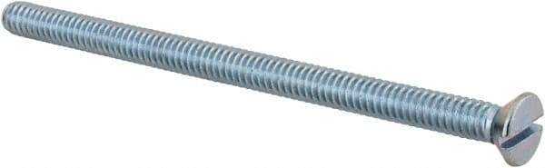 Value Collection - 1/4-20 UNC, 4" OAL Slotted Drive Machine Screw - Flat Head, Grade 2 Steel, Zinc-Plated Finish, Without Washer - Industrial Tool & Supply