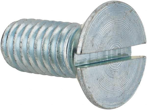 Value Collection - 3/8-16 UNC, 7/8" OAL Slotted Drive Machine Screw - Flat Head, Grade 2 Steel, Zinc-Plated Finish, Without Washer - Industrial Tool & Supply