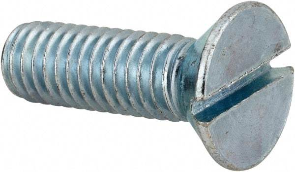 Value Collection - 3/8-16 UNC, 1-1/4" OAL Slotted Drive Machine Screw - Flat Head, Grade 2 Steel, Zinc-Plated Finish, Without Washer - Industrial Tool & Supply