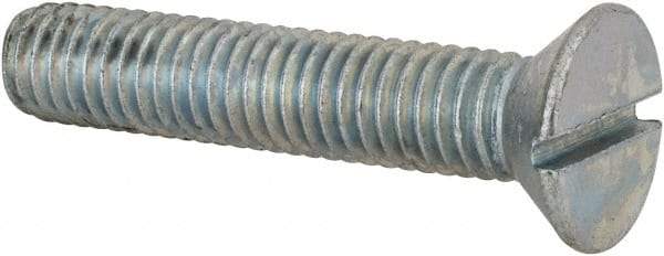 Value Collection - 3/8-16 UNC, 2" OAL Slotted Drive Machine Screw - Flat Head, Grade 2 Steel, Zinc-Plated Finish, Without Washer - Industrial Tool & Supply