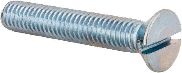 Value Collection - 3/8-16 UNC, 2-1/4" OAL Slotted Drive Machine Screw - Flat Head, Grade 2 Steel, Zinc-Plated Finish, Without Washer - Industrial Tool & Supply