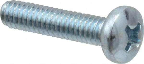 Value Collection - #8-32 UNC, 3/4" Length Under Head Phillips Drive Machine Screw - Pan Head, Grade 2 Steel, Zinc-Plated Finish, Without Washer - Industrial Tool & Supply
