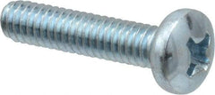 Value Collection - #8-32 UNC, 3/4" Length Under Head Phillips Drive Machine Screw - Pan Head, Grade 2 Steel, Zinc-Plated Finish, Without Washer - Industrial Tool & Supply