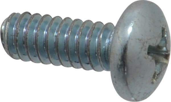 Value Collection - #10-24 UNC, 1/2" Length Under Head Phillips Drive Machine Screw - Pan Head, Grade 2 Steel, Zinc-Plated Finish, Without Washer - Industrial Tool & Supply