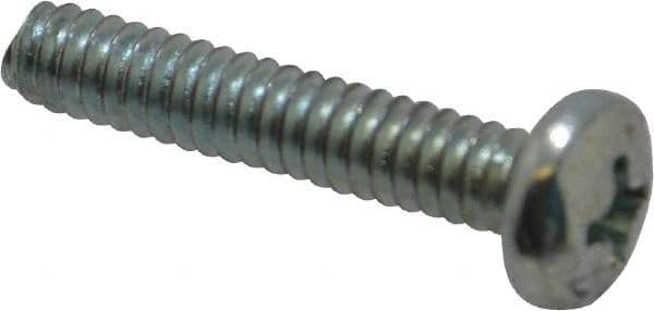 Value Collection - #10-24 UNC, 1" Length Under Head Phillips Drive Machine Screw - Pan Head, Grade 2 Steel, Zinc-Plated Finish, Without Washer - Industrial Tool & Supply