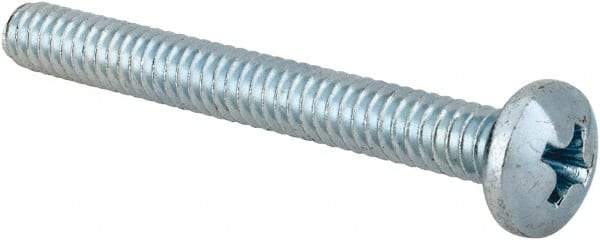 Value Collection - #10-24 UNC, 1-3/4" Length Under Head Phillips Drive Machine Screw - Pan Head, Grade 2 Steel, Zinc-Plated Finish, Without Washer - Industrial Tool & Supply