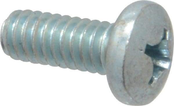 Value Collection - 1/4-20 UNC, 5/8" Length Under Head Phillips Drive Machine Screw - Pan Head, Grade 2 Steel, Zinc-Plated Finish, Without Washer - Industrial Tool & Supply