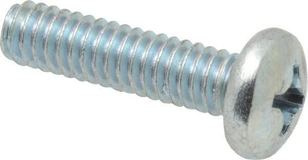 Value Collection - 1/4-20 UNC, 1" Length Under Head Phillips Drive Machine Screw - Pan Head, Grade 2 Steel, Zinc-Plated Finish, Without Washer - Industrial Tool & Supply