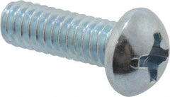 Value Collection - #8-32 UNC, 1/2" Length Under Head Phillips Drive Machine Screw - Round Head, Grade 2 Steel, Zinc-Plated Finish, Without Washer - Industrial Tool & Supply