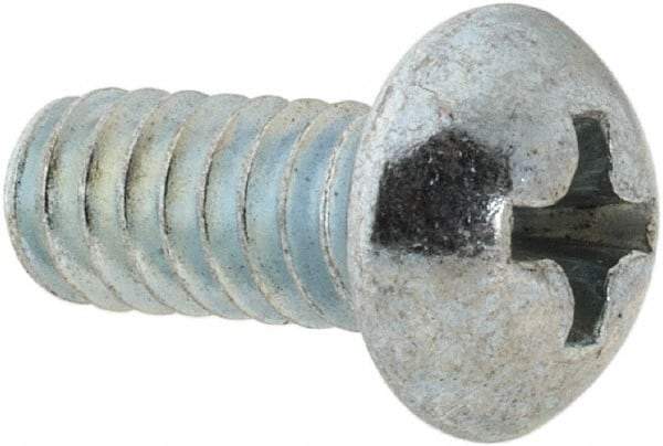 Value Collection - #10-24 UNC, 7/16" Length Under Head Phillips Drive Machine Screw - Round Head, Grade 2 Steel, Zinc-Plated Finish, Without Washer - Industrial Tool & Supply