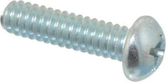 Value Collection - #10-24 UNC, 3/4" Length Under Head Phillips Drive Machine Screw - Round Head, Grade 2 Steel, Zinc-Plated Finish, Without Washer - Industrial Tool & Supply