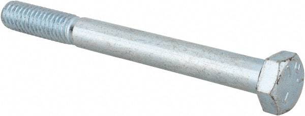 Made in USA - 5/16-18 UNC, 3-1/4" Length Under Head Hex Head Cap Screw - Partially Threaded, Grade 5 Steel, Zinc-Plated Finish, 1/2" Hex - Industrial Tool & Supply