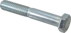 Made in USA - 3/8-16 UNC, 2-1/4" Length Under Head Hex Head Cap Screw - Partially Threaded, Grade 5 Steel, Zinc-Plated Finish, 9/16" Hex - Industrial Tool & Supply