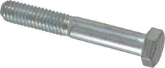 Made in USA - 3/8-16 UNC, 2-1/2" Length Under Head Hex Head Cap Screw - Partially Threaded, Grade 5 Steel, Zinc-Plated Finish, 9/16" Hex - Industrial Tool & Supply