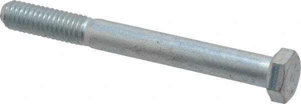 Made in USA - 3/8-16 UNC, 3-1/2" Length Under Head Hex Head Cap Screw - Partially Threaded, Grade 5 Steel, Zinc-Plated Finish, 9/16" Hex - Industrial Tool & Supply