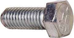 Made in USA - 1/2-13 UNC, 1-1/4" Length Under Head Hex Head Cap Screw - Fully Threaded, Grade 5 Steel, Zinc-Plated Finish, 3/4" Hex - Industrial Tool & Supply