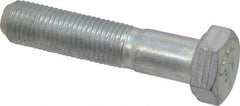 Made in USA - 3/8-24 UNF, 1-3/4" Length Under Head Hex Head Cap Screw - Partially Threaded, Grade 5 Steel, Zinc-Plated Finish, 9/16" Hex - Industrial Tool & Supply