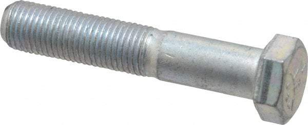Made in USA - 3/8-24 UNF, 2" Length Under Head Hex Head Cap Screw - Partially Threaded, Grade 5 Steel, Zinc-Plated Finish, 9/16" Hex - Industrial Tool & Supply