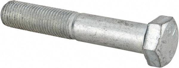 Made in USA - 3/8-24 UNF, 2-1/4" Length Under Head Hex Head Cap Screw - Partially Threaded, Grade 5 Steel, Zinc-Plated Finish, 9/16" Hex - Industrial Tool & Supply