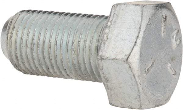 Made in USA - 1/2-20 UNF, 1" Length Under Head Hex Head Cap Screw - Fully Threaded, Grade 5 Steel, Zinc-Plated Finish, 3/4" Hex - Industrial Tool & Supply