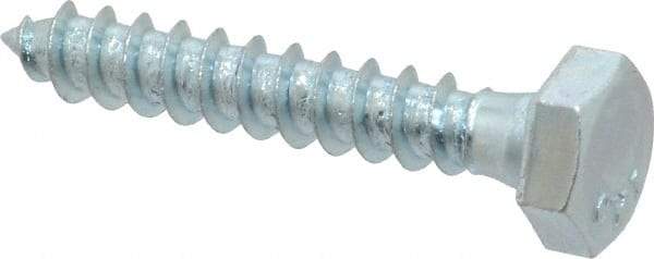 Value Collection - 1/4" Screw, 1-1/2" Length Under Head, Steel, Hex Head Lag Screw - Zinc Plated, Grade 2 - Industrial Tool & Supply