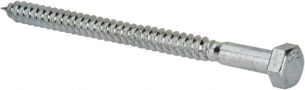 Value Collection - 5/16" Screw, 4-1/2" Length Under Head, Steel, Hex Head Lag Screw - Zinc Plated, Grade 2 - Industrial Tool & Supply