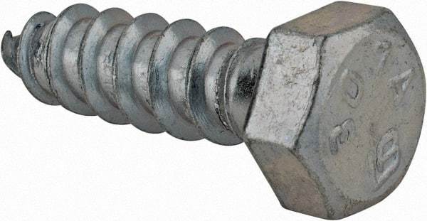 Value Collection - 3/8" Screw, 1-1/4" Length Under Head, Steel, Hex Head Lag Screw - Zinc Plated, Grade 2 - Industrial Tool & Supply