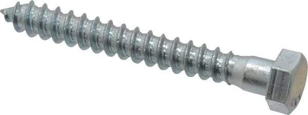 Value Collection - 3/8" Screw, 3" Length Under Head, Steel, Hex Head Lag Screw - Zinc Plated, Grade 2 - Industrial Tool & Supply