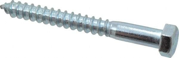 Value Collection - 3/8" Screw, 3-1/2" Length Under Head, Steel, Hex Head Lag Screw - Zinc Plated, Grade 2 - Industrial Tool & Supply