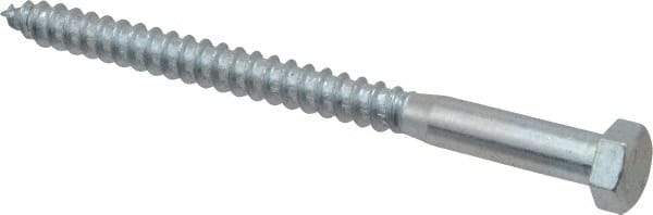 Value Collection - 3/8" Screw, 5" Length Under Head, Steel, Hex Head Lag Screw - Zinc Plated, Grade 2 - Industrial Tool & Supply