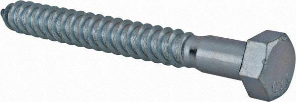 Value Collection - 1/2" Screw, 4-1/2" Length Under Head, Steel, Hex Head Lag Screw - Zinc Plated, Grade 2 - Industrial Tool & Supply