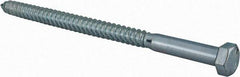 Value Collection - 1/2" Screw, 8" Length Under Head, Steel, Hex Head Lag Screw - Zinc Plated, Grade 2 - Industrial Tool & Supply