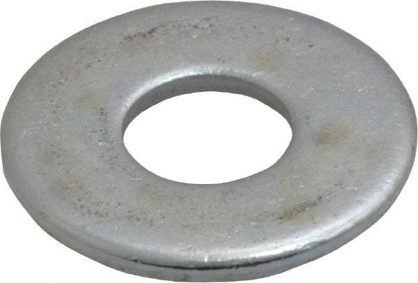 Value Collection - 7/16" Screw, Steel USS Flat Washer - 1/2" ID x 1-1/4" OD, 0.0781" Thick, Zinc-Plated Finish - Industrial Tool & Supply