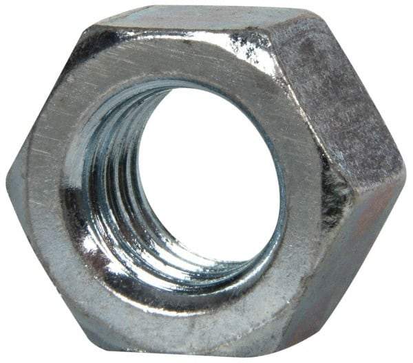 Value Collection - 1/2-13 UNC Steel Right Hand Hex Nut - 3/4" Across Flats, 7/16" High, Zinc-Plated Finish - Industrial Tool & Supply