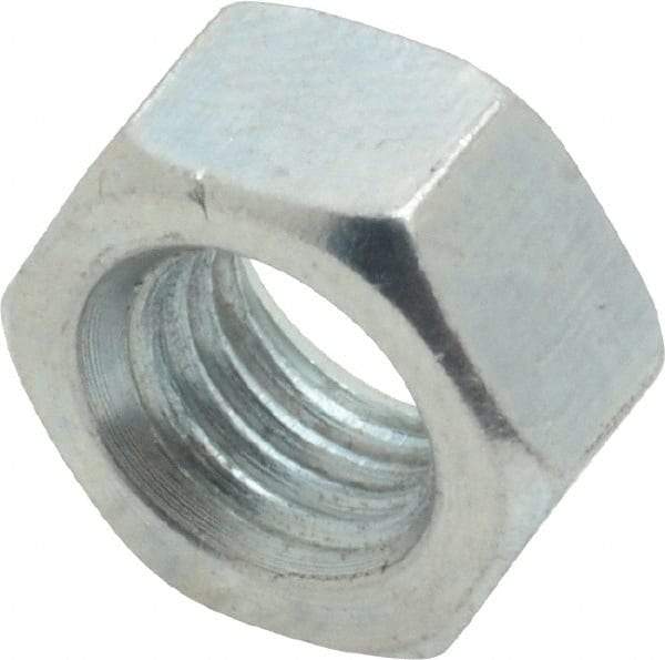 Value Collection - 5/16-24 UNF Steel Right Hand Hex Nut - 1/2" Across Flats, 0.2656" High, Zinc-Plated Finish - Industrial Tool & Supply