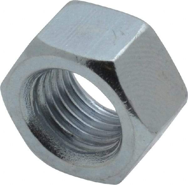 Value Collection - 3/8-24 UNF Steel Right Hand Hex Nut - 9/16" Across Flats, 0.3281" High, Zinc-Plated Finish - Industrial Tool & Supply