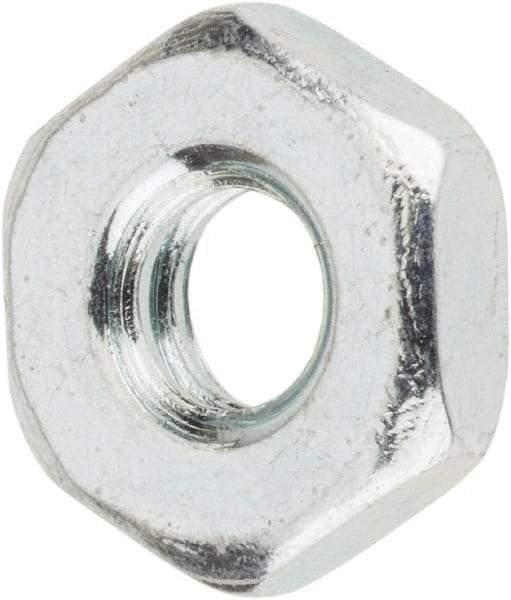 Value Collection - #10-24 UNC Steel Right Hand Machine Screw Hex Nut - 3/8" Across Flats, 1/8" High, Zinc-Plated Finish - Industrial Tool & Supply