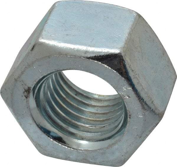 Value Collection - 1-8 UNC Steel Right Hand Heavy Hex Nut - 1-5/8" Across Flats, 0.9844" High, Zinc-Plated Finish - Industrial Tool & Supply