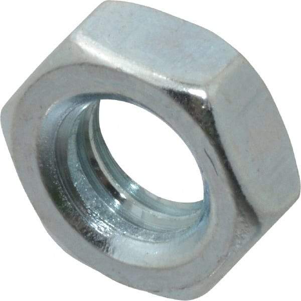 Value Collection - 5/16-18 UNC Steel Right Hand Hex Jam Nut - 1/2" Across Flats, 3/16" High, Zinc-Plated Finish - Industrial Tool & Supply