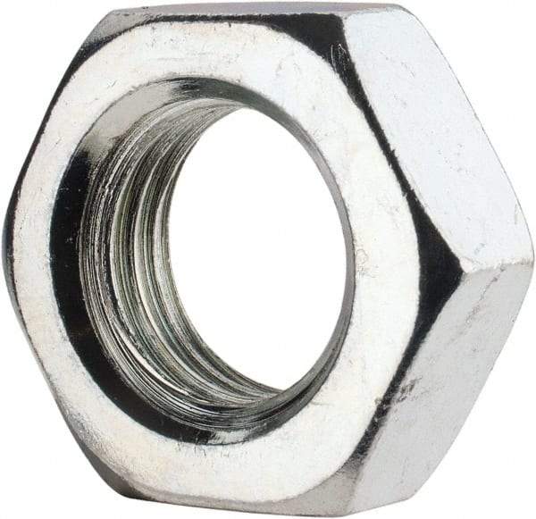 Value Collection - 7/8-9 UNC Steel Right Hand Hex Jam Nut - 1-5/16" Across Flats, 0.4844" High, Zinc-Plated Finish - Industrial Tool & Supply