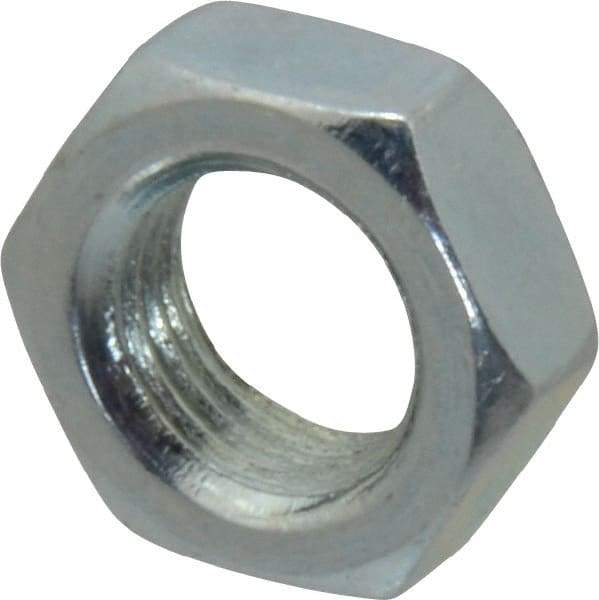 Value Collection - 3/8-24 UNF Steel Right Hand Hex Jam Nut - 9/16" Across Flats, 0.2188" High, Zinc-Plated Finish - Industrial Tool & Supply