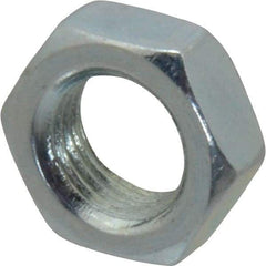 Value Collection - 3/8-24 UNF Steel Right Hand Hex Jam Nut - 9/16" Across Flats, 0.2188" High, Zinc-Plated Finish - Industrial Tool & Supply