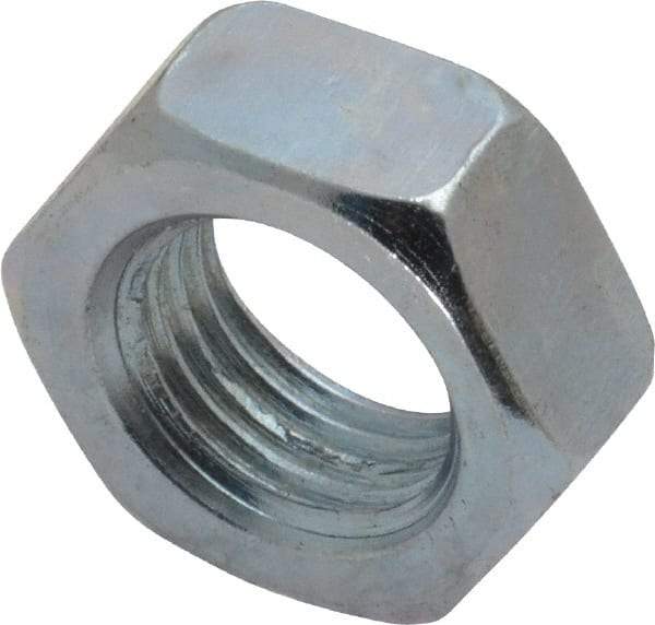 Value Collection - 1/2-20 UNF Steel Right Hand Hex Jam Nut - 3/4" Across Flats, 5/16" High, Zinc-Plated Finish - Industrial Tool & Supply