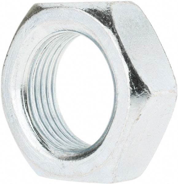 Value Collection - 1-14 UNF Steel Right Hand Hex Jam Nut - 1-1/2" Across Flats, 0.5469" High, Zinc-Plated Finish - Industrial Tool & Supply